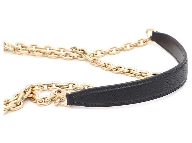 Prada Borsa a tracolla e borsa crossbody in Saffiano con logo dorato Nero - vista 7