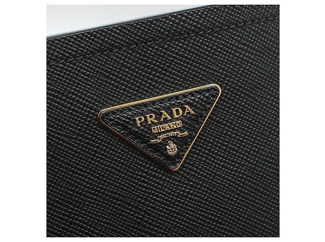 Prada Borsa a tracolla bucket medium Black Saffiano Double Pannier - vista 10