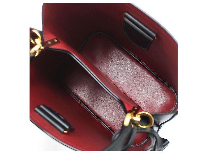 Prada Borsa a tracolla bucket medium Black Saffiano Double Pannier - vista 11