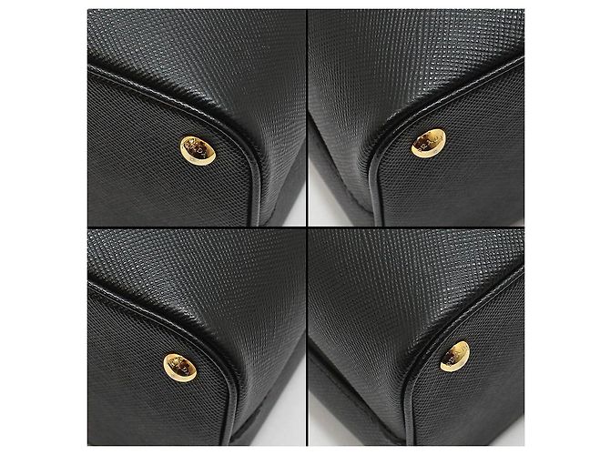 Prada Borsa a tracolla bucket medium Black Saffiano Double Pannier - vista 14
