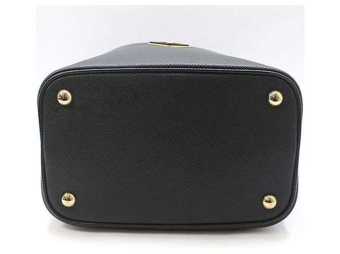 Prada Borsa a tracolla bucket medium Black Saffiano Double Pannier - vista 6