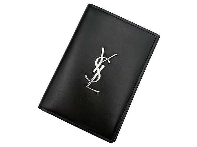 Saint Laurent Portapassaporto in pelle di vitello nera Nero - vista 6