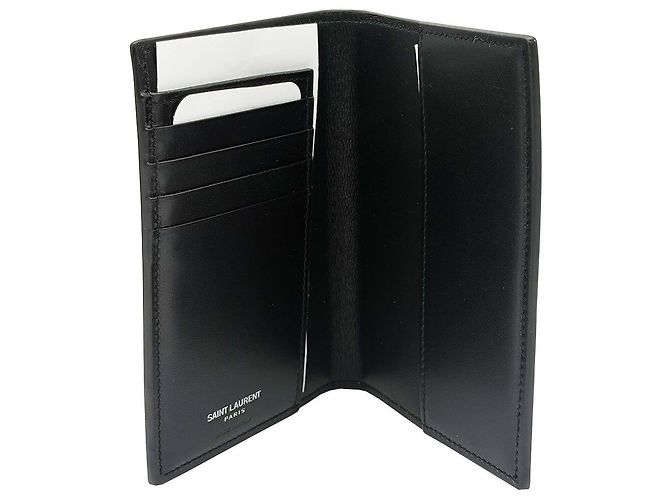 Saint Laurent Portapassaporto in pelle di vitello nera Nero - vista 8