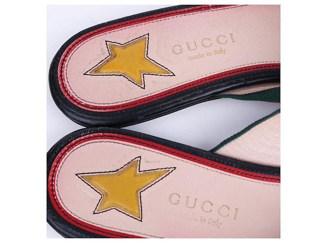 Gucci Studded Grosgrain Web Strap Sandals Black - view 10