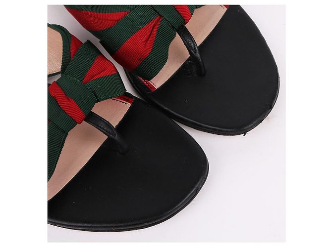 Gucci Studded Grosgrain Web Strap Sandals Black - view 5