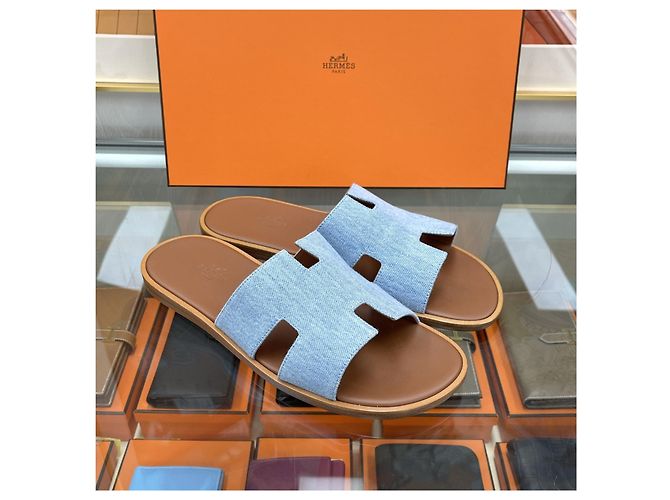 Hermès Sandalias y chanclas Izmir para hombre en denim Multicolor - vista 3