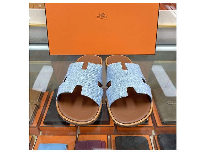Hermès Sandalias y chanclas Izmir para hombre en denim Multicolor - vista 4