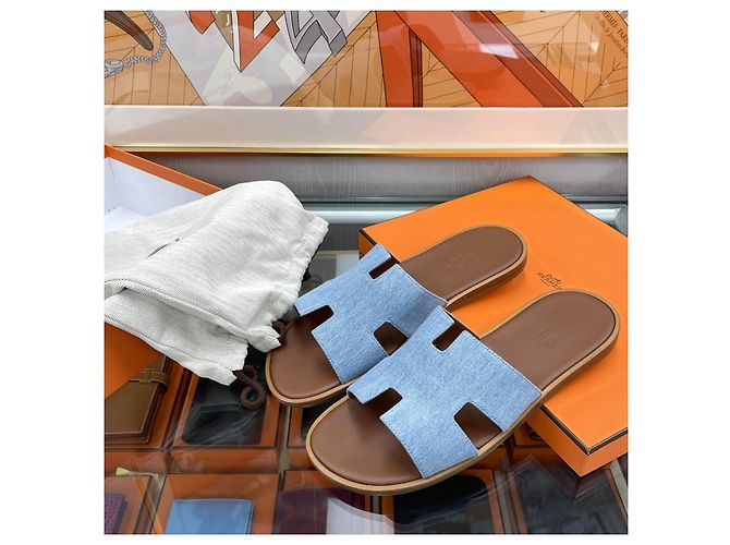 Hermès Sandalias y chanclas Izmir para hombre en denim Multicolor - vista 7