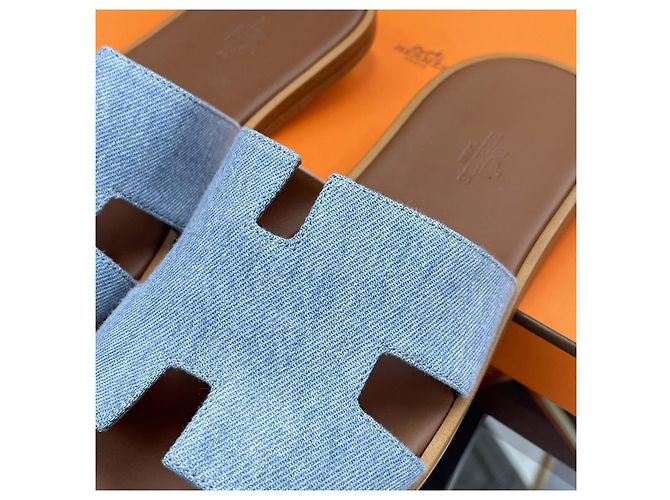 Hermès Sandalias y chanclas Izmir para hombre en denim Multicolor - vista 8