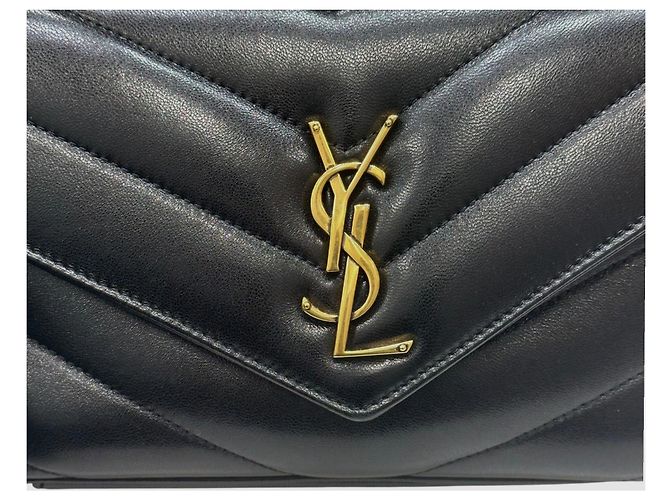 Saint Laurent Piccola borsa a tracolla con catena Lulu Nera Nero - vista 10