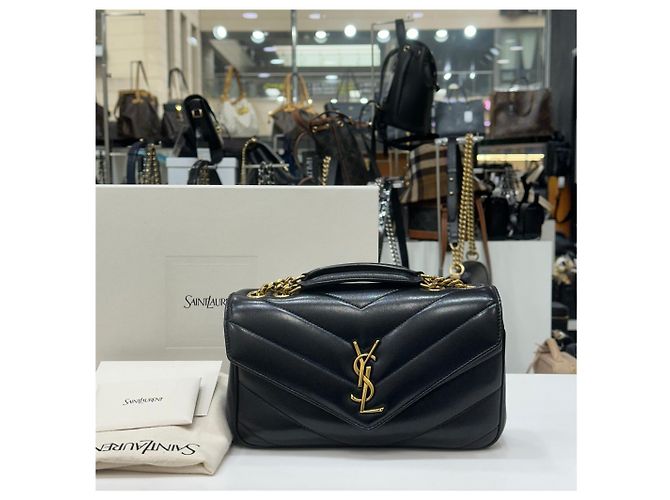 Saint Laurent Piccola borsa a tracolla con catena Lulu Nera Nero - vista 3