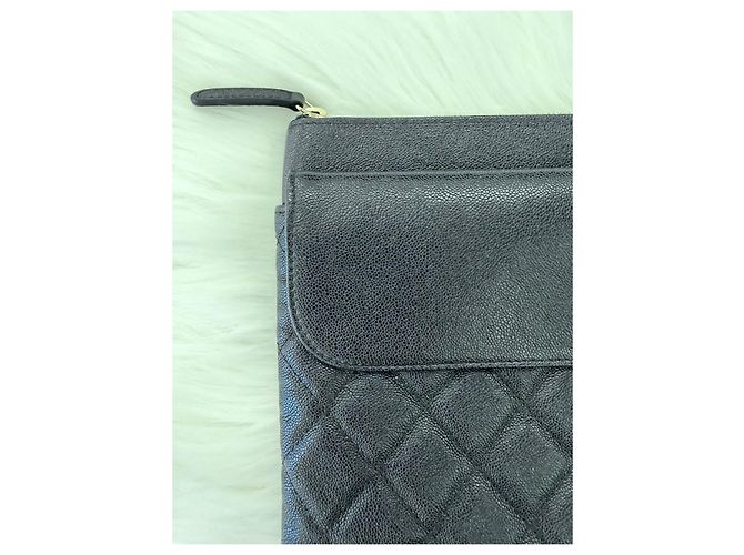 Chanel Clutch con patta Caviar Bianco - vista 10