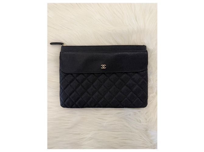 Chanel Clutch con patta Caviar Bianco - vista 4