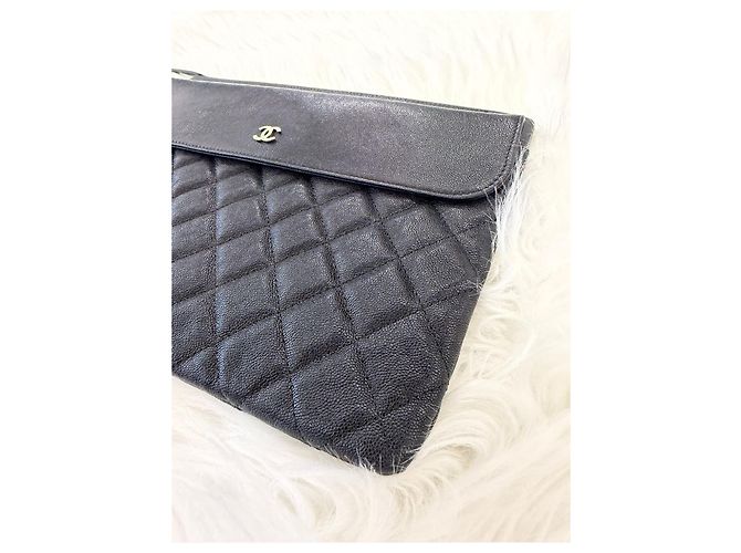Chanel Clutch con patta Caviar Bianco - vista 8