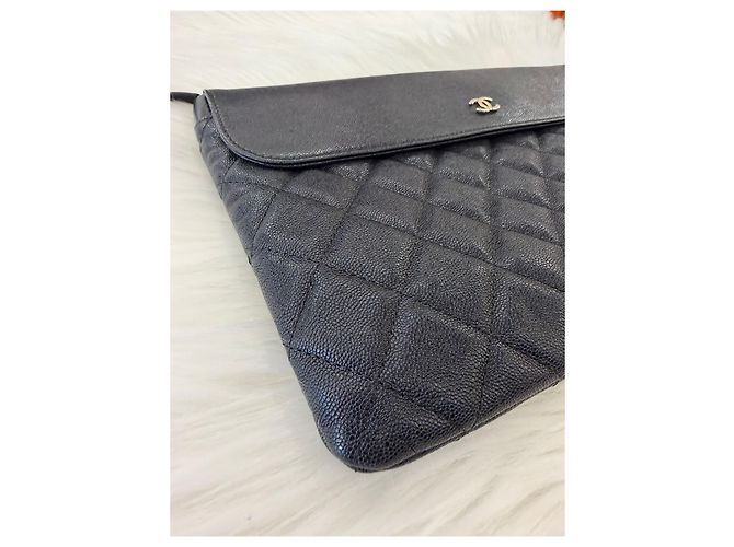 Chanel Clutch con patta Caviar Bianco - vista 9