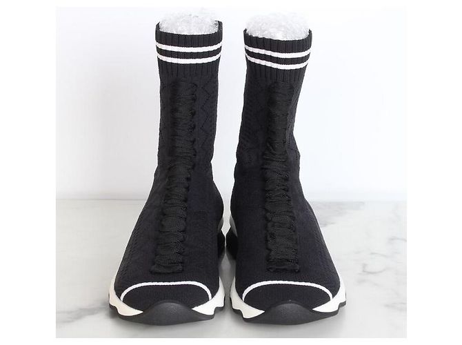Fendi High-Top Strick-Sneaker in Mesh-Optik Schwarz - Ansicht 4