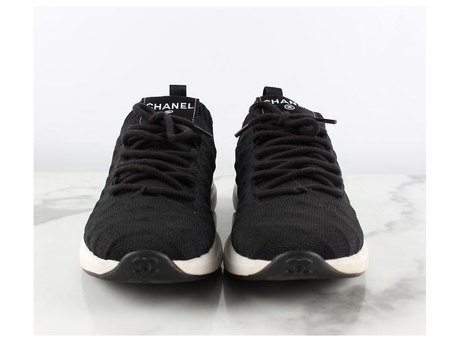 Chanel Sneakers Quilted Knit Back Logo Black Nero - vista 3
