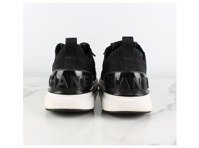 Chanel Sneakers Quilted Knit Back Logo Black Nero - vista 4