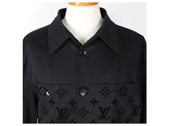 Louis Vuitton Monogram Flocked Overshirt Jacket Schwarz - Ansicht 4