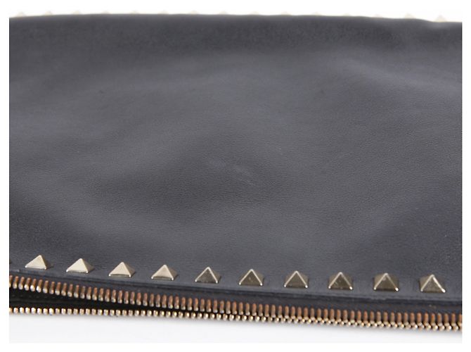 Valentino Clutch Rockstud in pelle nera Nero - vista 12