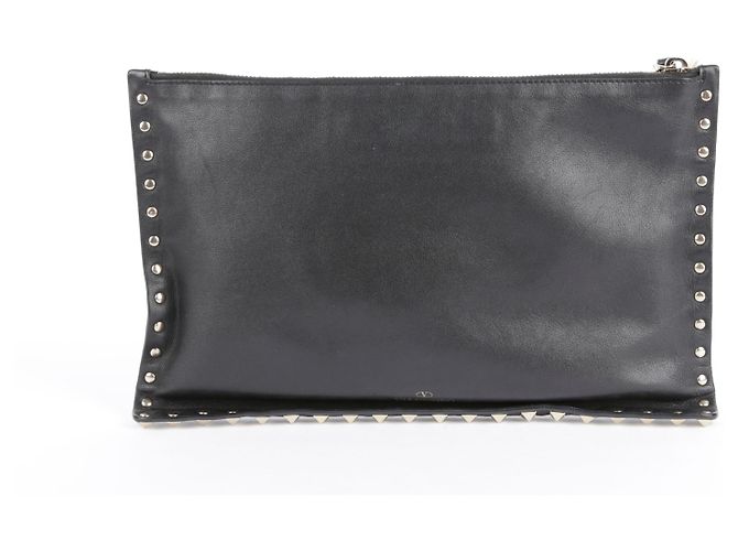 Valentino Clutch Rockstud in pelle nera Nero - vista 2
