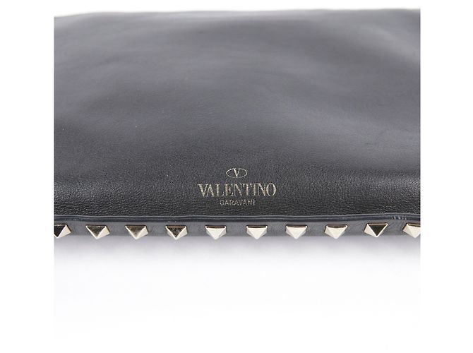 Valentino Clutch Rockstud in pelle nera Nero - vista 3