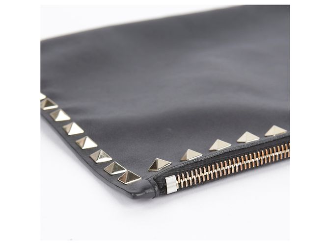 Valentino Clutch Rockstud in pelle nera Nero - vista 5