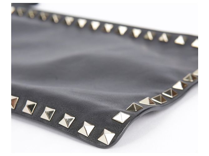Valentino Clutch Rockstud in pelle nera Nero - vista 6