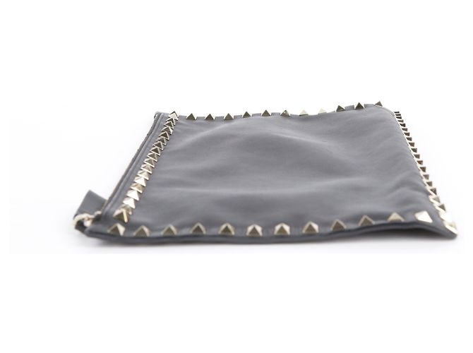 Valentino Clutch Rockstud in pelle nera Nero - vista 7