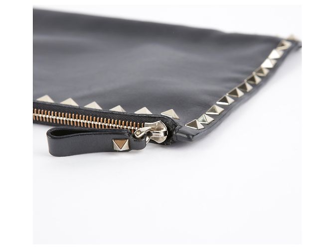 Valentino Clutch Rockstud in pelle nera Nero - vista 9