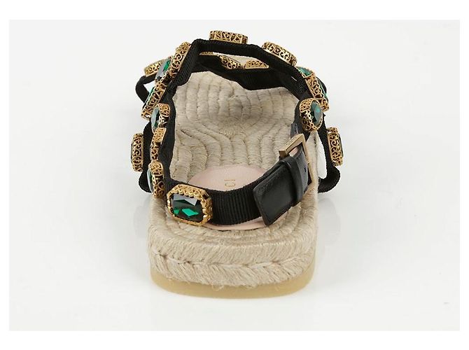 Gucci Sandali espadrilles in grosgrain nero e cristalli - vista 6