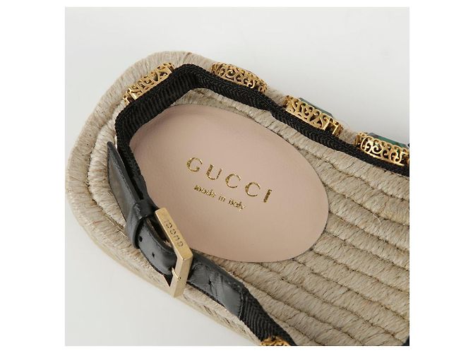 Gucci Sandali espadrilles in grosgrain nero e cristalli - vista 8