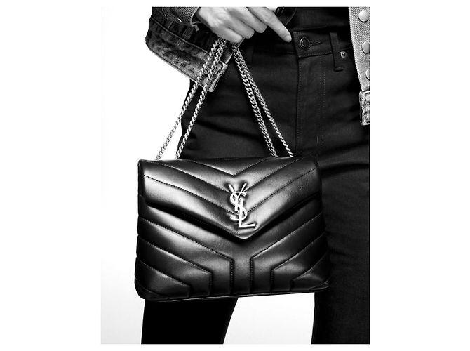 Borsa Loulou Small Chain Bag Saint Laurent Nero - vista 9