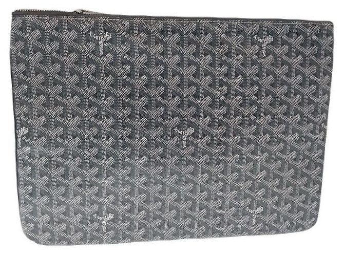 Goyard Clutch Senac Clutch MGM Charcoal Gray PVC Unisex Marrone - vista 2