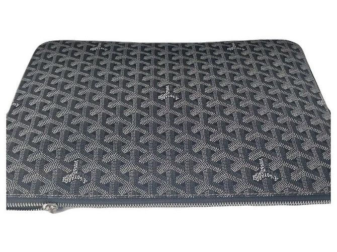 Goyard Clutch Senac Clutch MGM Charcoal Gray PVC Unisex Marrone - vista 6