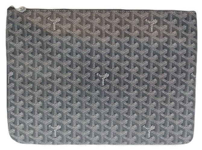 Goyard Clutch Senac Clutch MGM Charcoal Gray PVC Unisex Marrone - vista 8