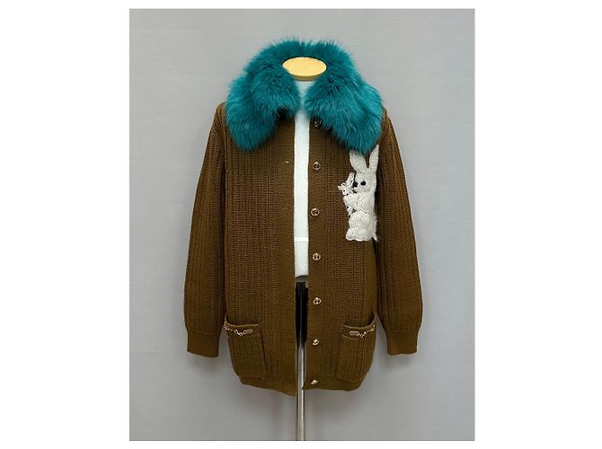 Gucci Wollstrickjacke mit Hasenstickerei Schwarz - Ansicht 2