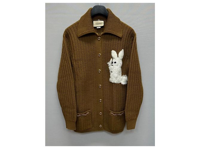 Gucci Wollstrickjacke mit Hasenstickerei Schwarz - Ansicht 6