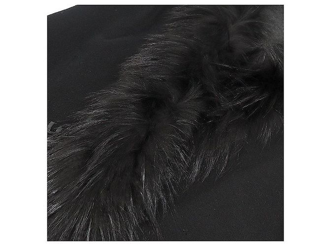 Fendi Poncho Cape in lana e cashmere nero con pelliccia di volpe Marrone - vista 3