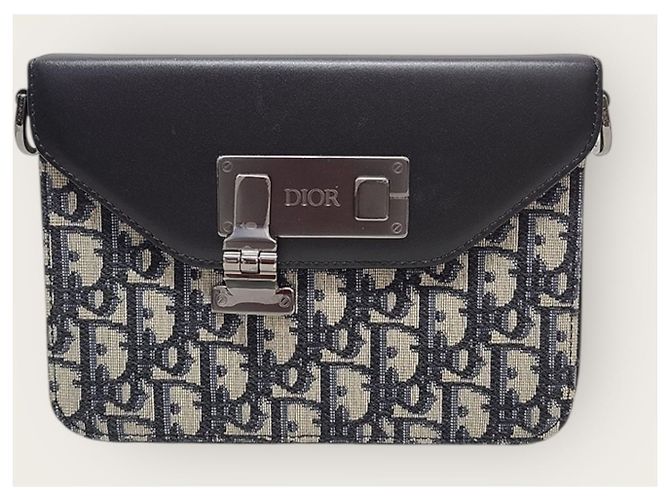 Dior Borsa Messenger a Tracolla in Jacquard Oblique Nero - vista 2