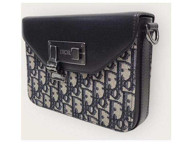 Dior Borsa Messenger a Tracolla in Jacquard Oblique Nero - vista 3
