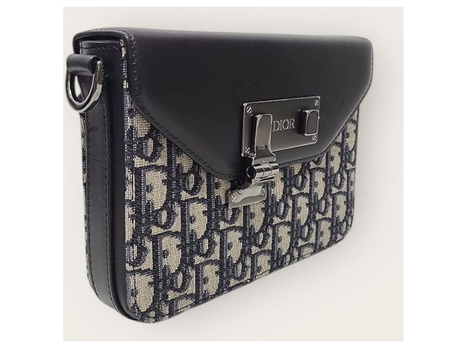 Dior Borsa Messenger a Tracolla in Jacquard Oblique Nero - vista 4