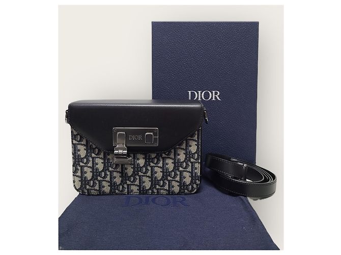 Dior Borsa Messenger a Tracolla in Jacquard Oblique Nero - vista 8
