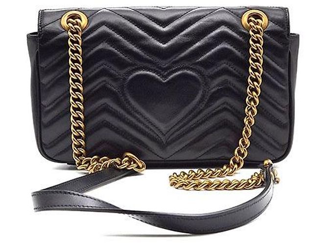 Gucci Borsa a Spalla Marmont Matelassé Nero - vista 3