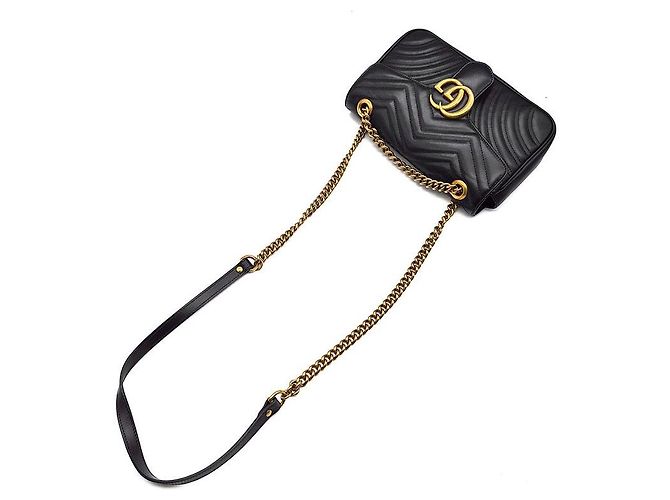 Gucci Borsa a Spalla Marmont Matelassé Nero - vista 4