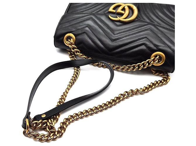 Gucci Borsa a Spalla Marmont Matelassé Nero - vista 5