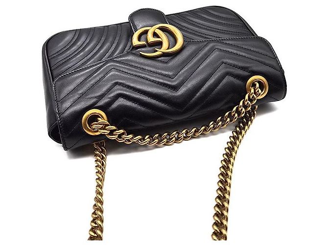 Gucci Borsa a Spalla Marmont Matelassé Nero - vista 6