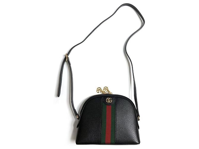 Gucci Piccola borsa a tracolla Ophidia in pelle nera Nero - vista 8