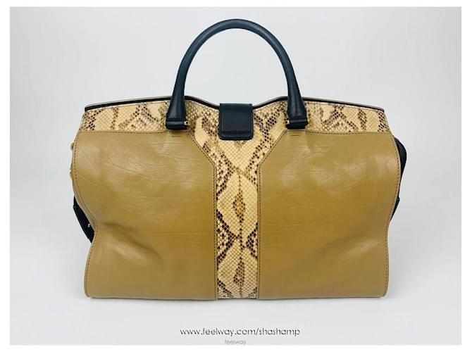 Saint Laurent Cabas Chyc Python Medium Tote Bag Doré - vue 2