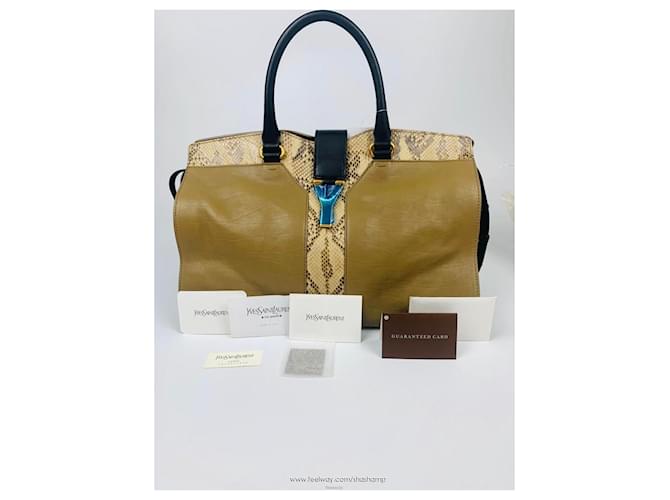 Saint Laurent Cabas Chyc Python Medium Tote Bag Doré - vue 6